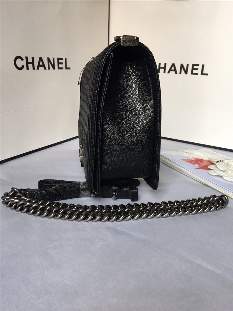 MAXI BOY Chanel HANDBAG Grained Calfskin Black High