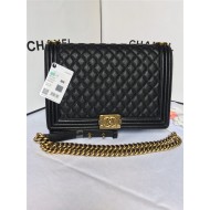 MAXI BOY Chanel HANDBAG Grained Calfskin Black High