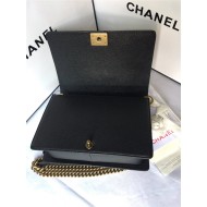 MAXI BOY Chanel HANDBAG Grained Calfskin Black High