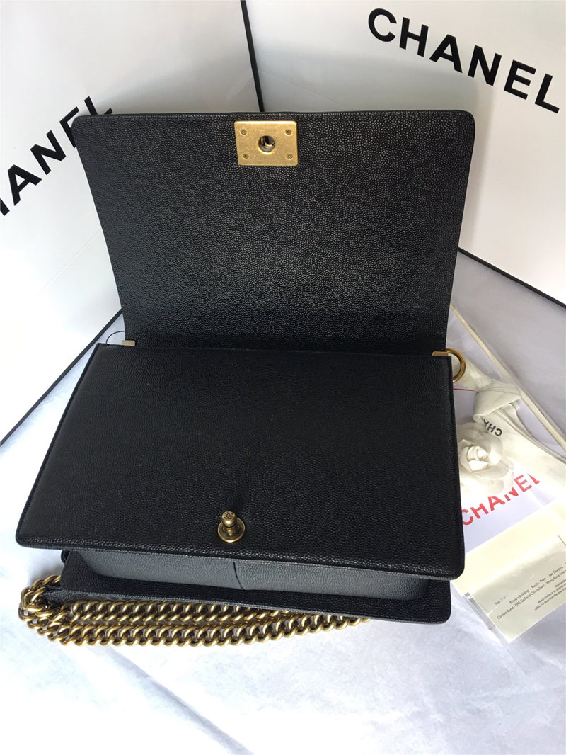 MAXI BOY Chanel HANDBAG Grained Calfskin Black High