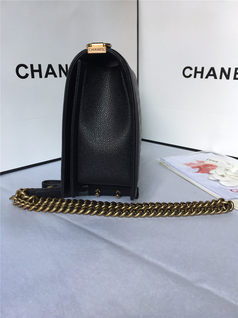 MAXI BOY Chanel HANDBAG Grained Calfskin Black High