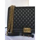 MAXI BOY Chanel HANDBAG Grained Calfskin Black High