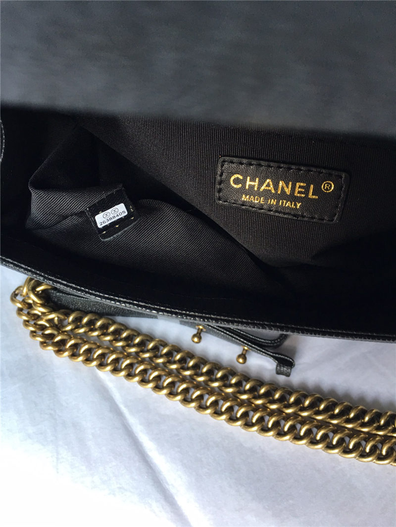 MAXI BOY Chanel HANDBAG Grained Calfskin Black High