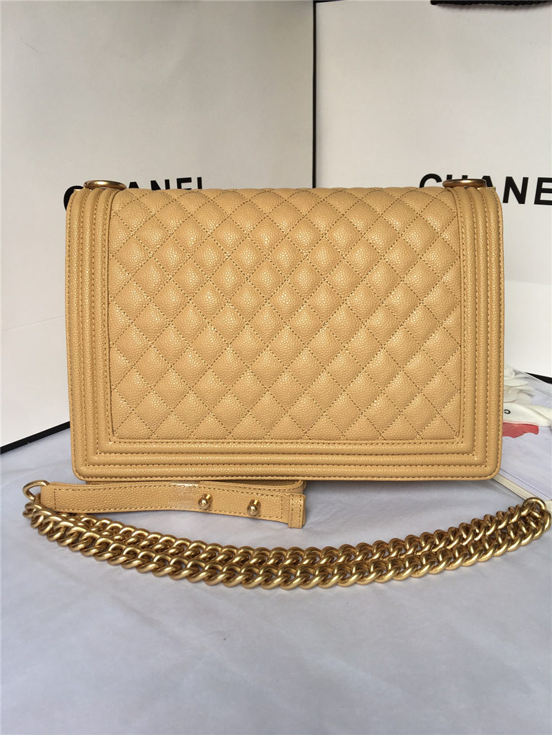 MAXI BOY Chanel HANDBAG Grained Calfskin Beige High