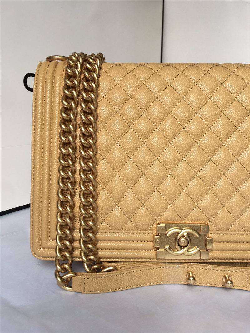 MAXI BOY Chanel HANDBAG Grained Calfskin Beige High