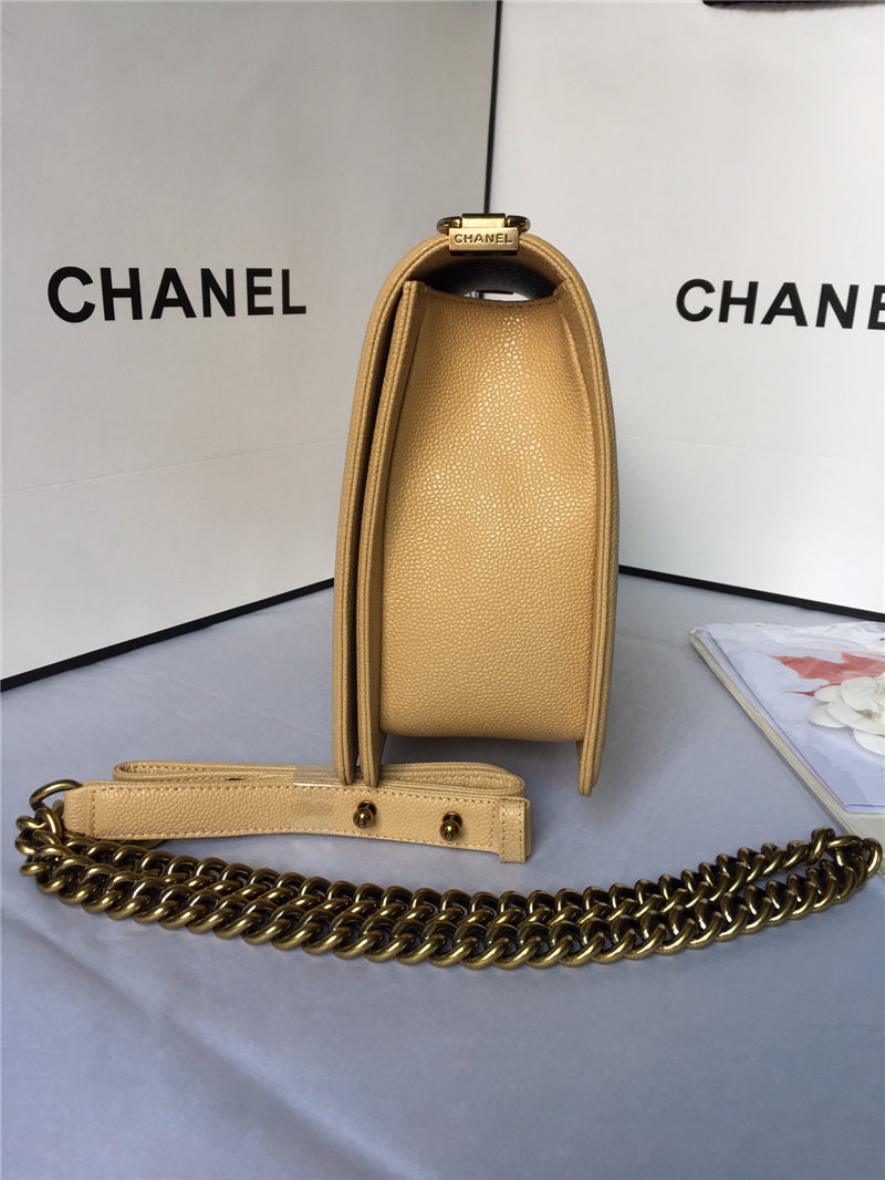 MAXI BOY Chanel HANDBAG Grained Calfskin Beige High