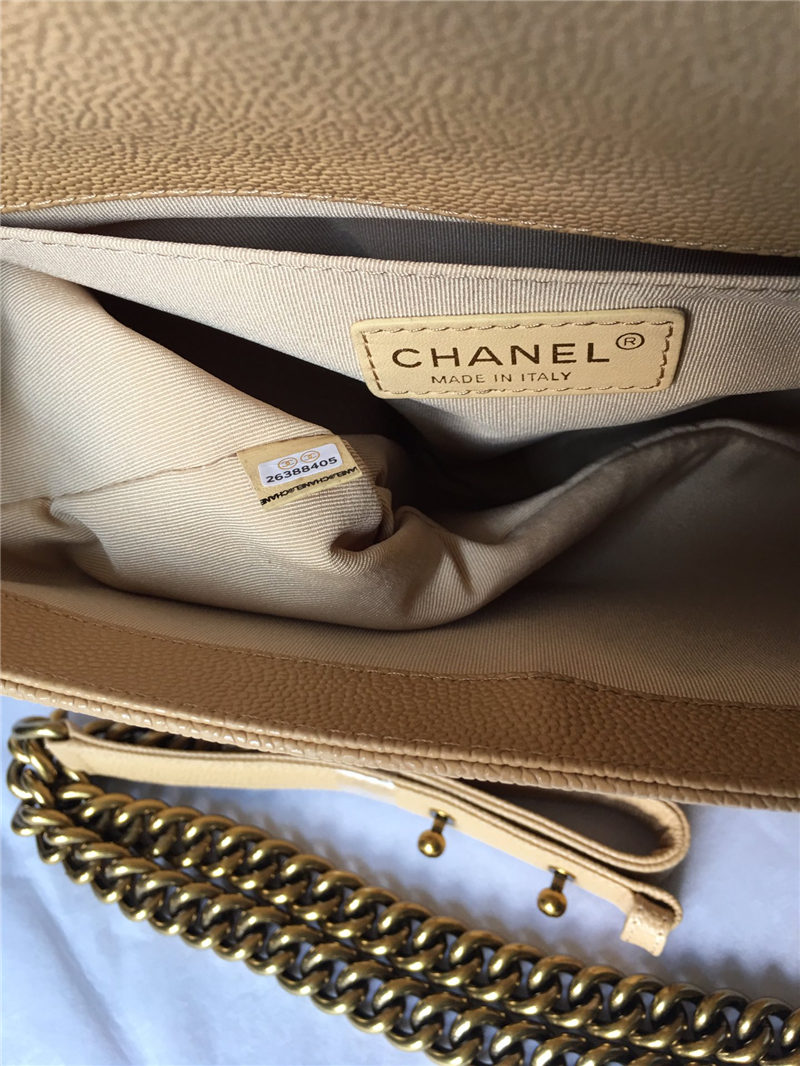 MAXI BOY Chanel HANDBAG Grained Calfskin Beige High