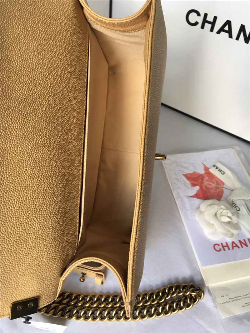 MAXI BOY Chanel HANDBAG Grained Calfskin Beige High