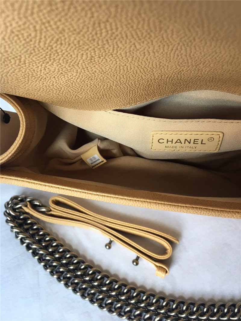 MAXI BOY Chanel HANDBAG Grained Calfskin Beige High