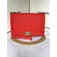 MAXI BOY Chanel HANDBAG Grained Calfskin Red High