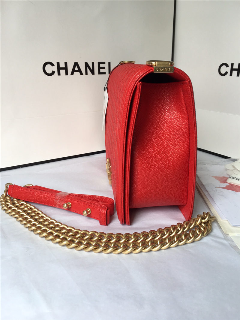 MAXI BOY Chanel HANDBAG Grained Calfskin Red High