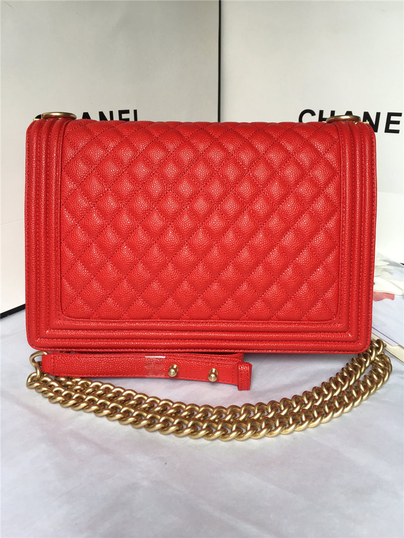 MAXI BOY Chanel HANDBAG Grained Calfskin Red High