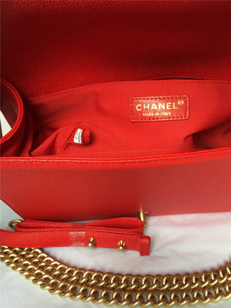 MAXI BOY Chanel HANDBAG Grained Calfskin Red High