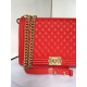 MAXI BOY Chanel HANDBAG Grained Calfskin Red High