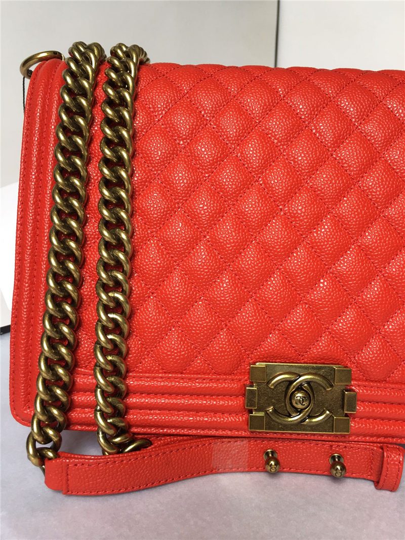 MAXI BOY Chanel HANDBAG Grained Calfskin Red High