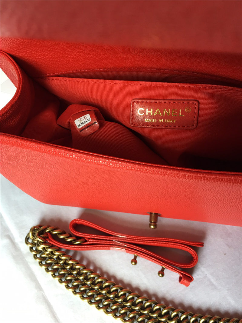 MAXI BOY Chanel HANDBAG Grained Calfskin Red High