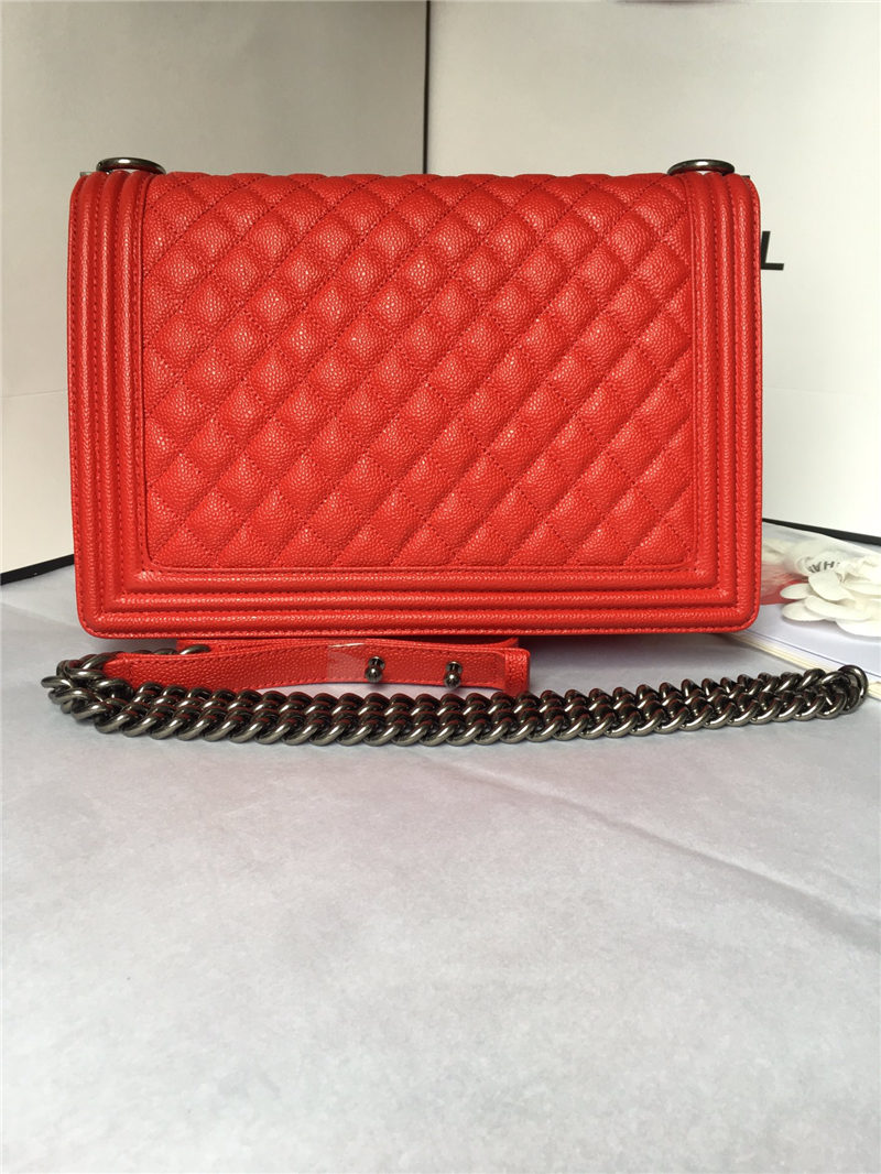 MAXI BOY Chanel HANDBAG Grained Calfskin Red High