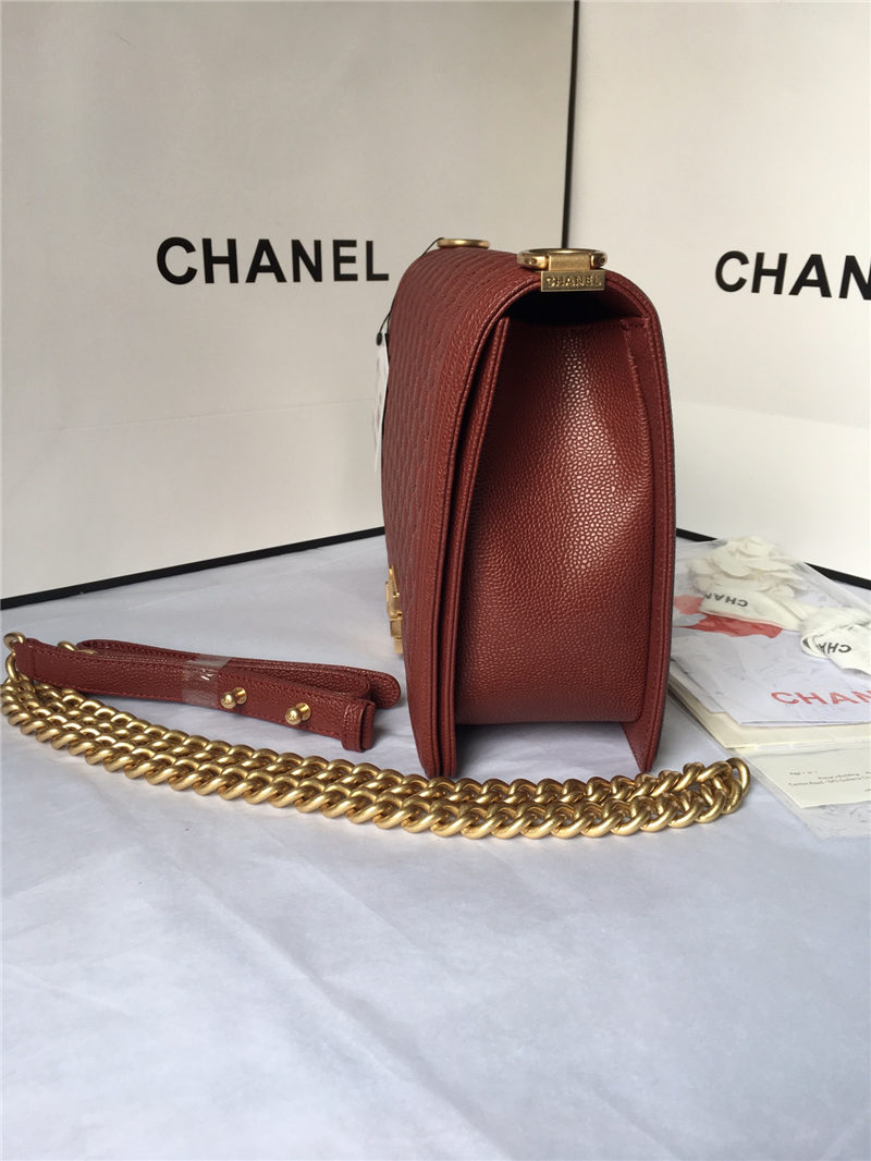 MAXI BOY Chanel HANDBAG Grained Calfskin Burgundy High