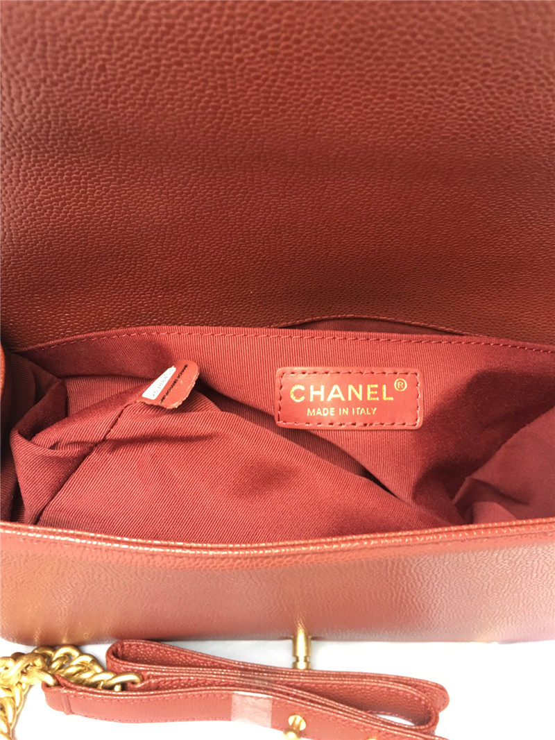 MAXI BOY Chanel HANDBAG Grained Calfskin Burgundy High