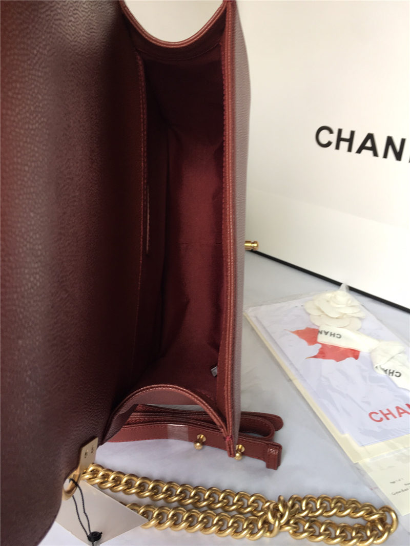 MAXI BOY Chanel HANDBAG Grained Calfskin Burgundy High