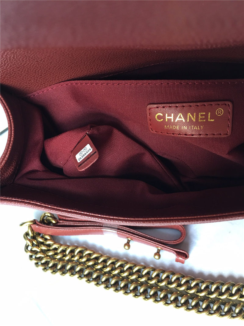 MAXI BOY Chanel HANDBAG Grained Calfskin Burgundy High