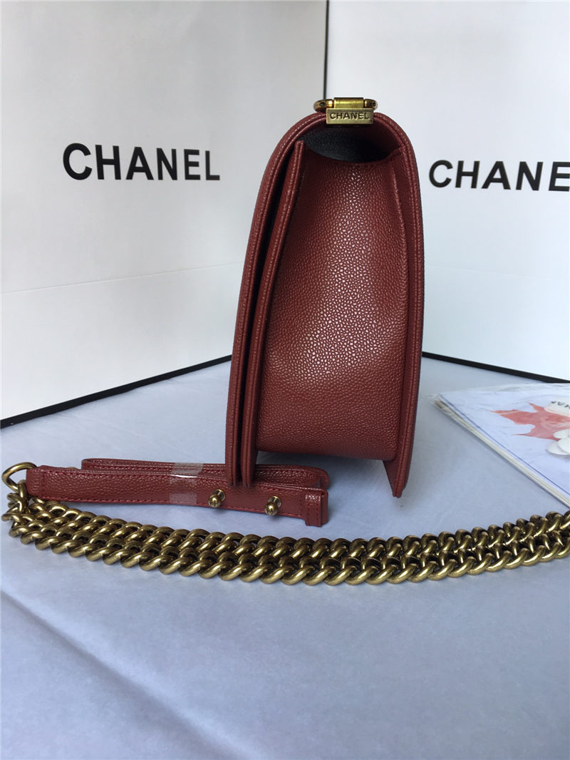 MAXI BOY Chanel HANDBAG Grained Calfskin Burgundy High