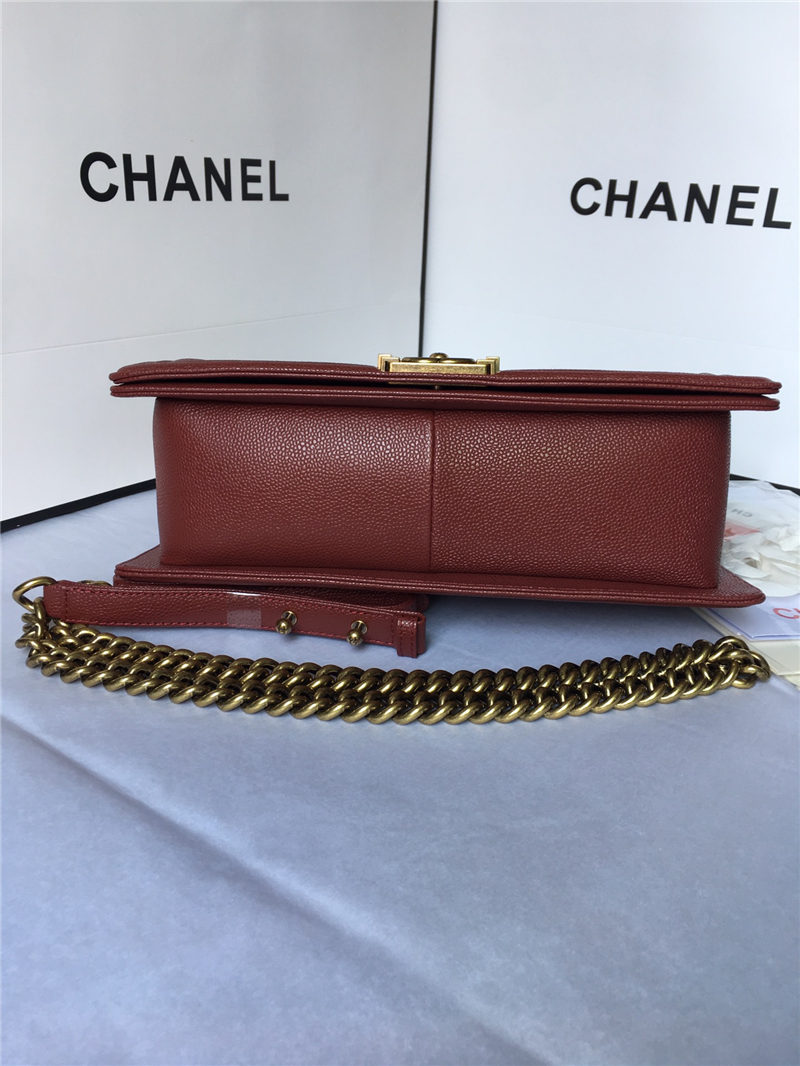 MAXI BOY Chanel HANDBAG Grained Calfskin Burgundy High