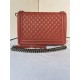 MAXI BOY Chanel HANDBAG Grained Calfskin Burgundy High