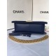 MAXI BOY Chanel HANDBAG Grained Calfskin Navy Blue High