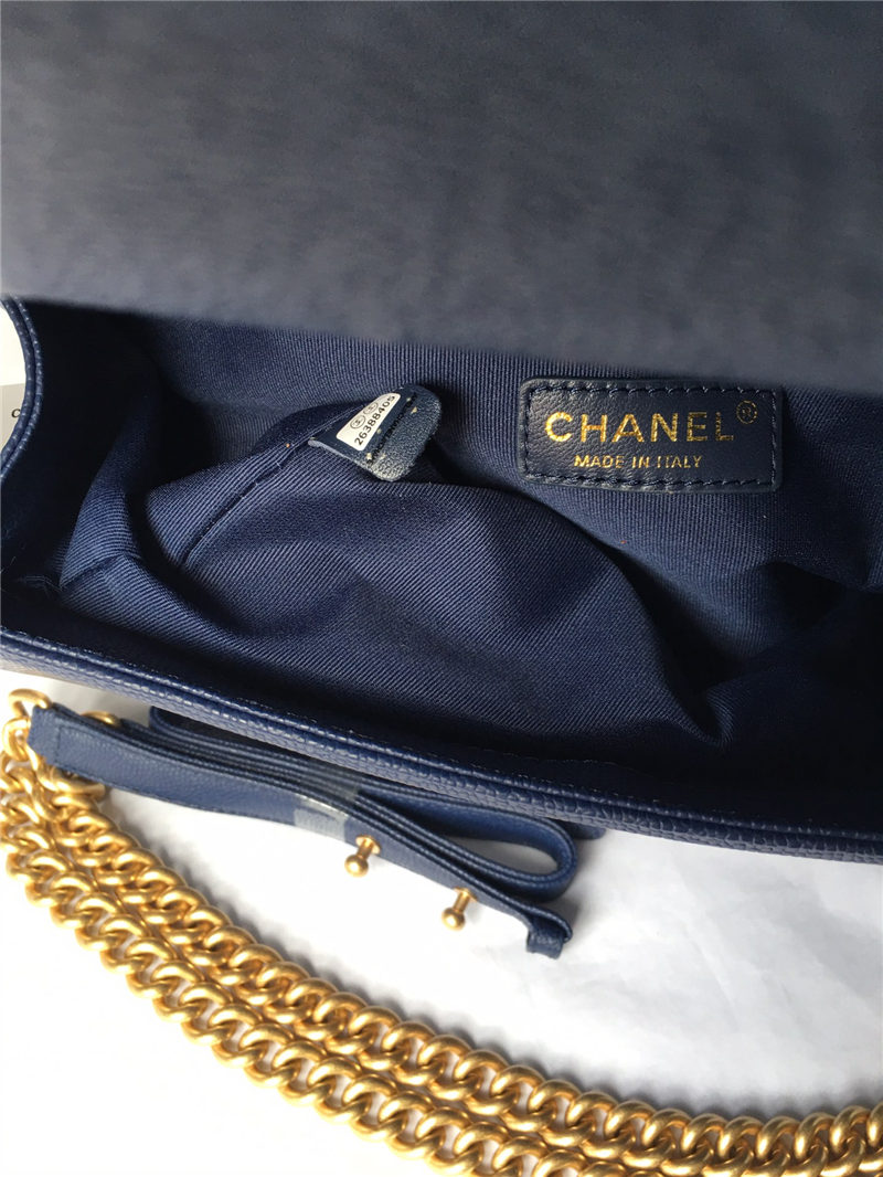 MAXI BOY Chanel HANDBAG Grained Calfskin Navy Blue High