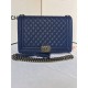 MAXI BOY Chanel HANDBAG Grained Calfskin Navy Blue High