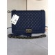 MAXI BOY Chanel HANDBAG Grained Calfskin Navy Blue High