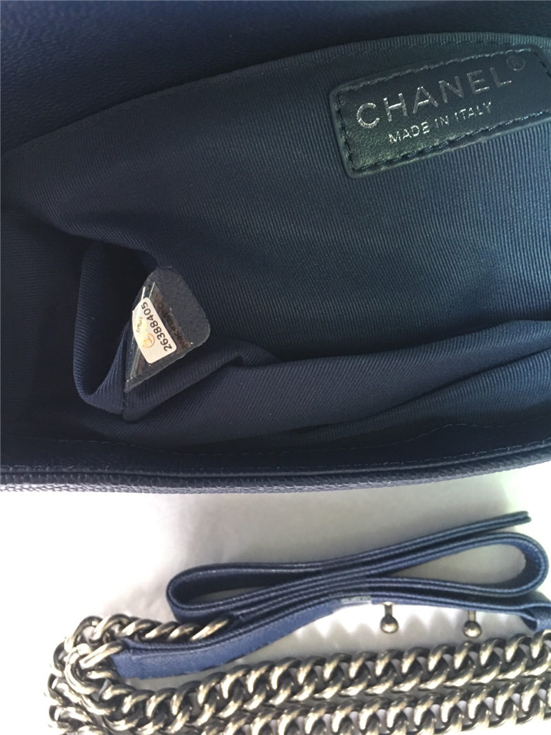 MAXI BOY Chanel HANDBAG Grained Calfskin Navy Blue High