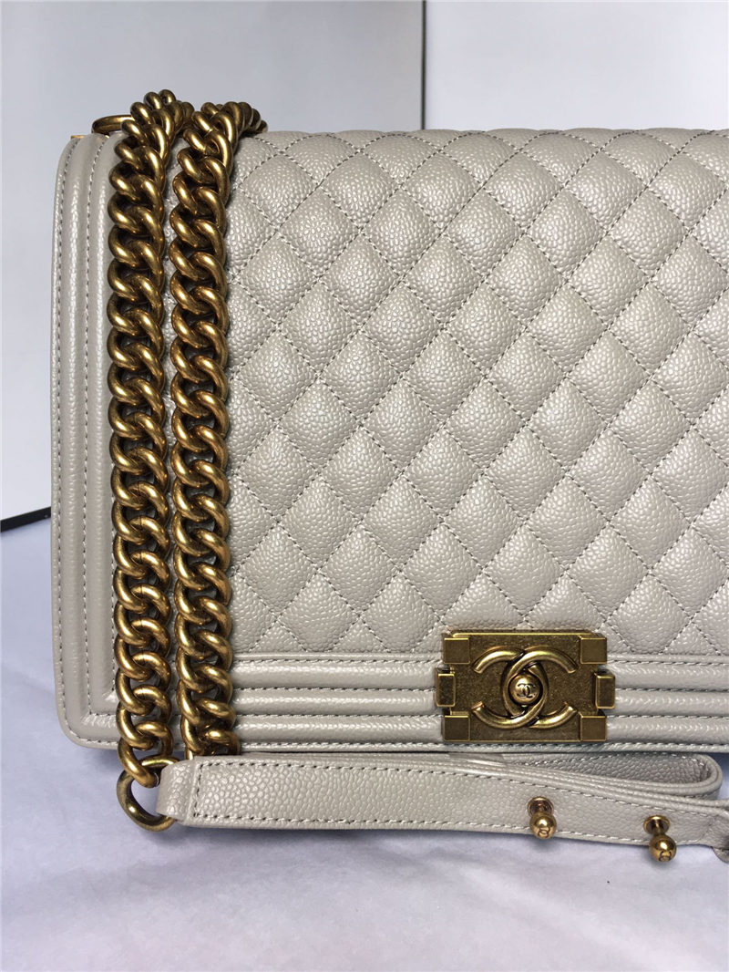 MAXI BOY Chanel HANDBAG Grained Calfskin Gray High