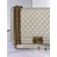 MAXI BOY Chanel HANDBAG Grained Calfskin Gray High