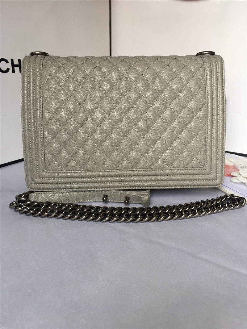 MAXI BOY Chanel HANDBAG Grained Calfskin Gray High