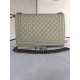 MAXI BOY Chanel HANDBAG Grained Calfskin Gray High