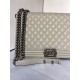 MAXI BOY Chanel HANDBAG Grained Calfskin Gray High