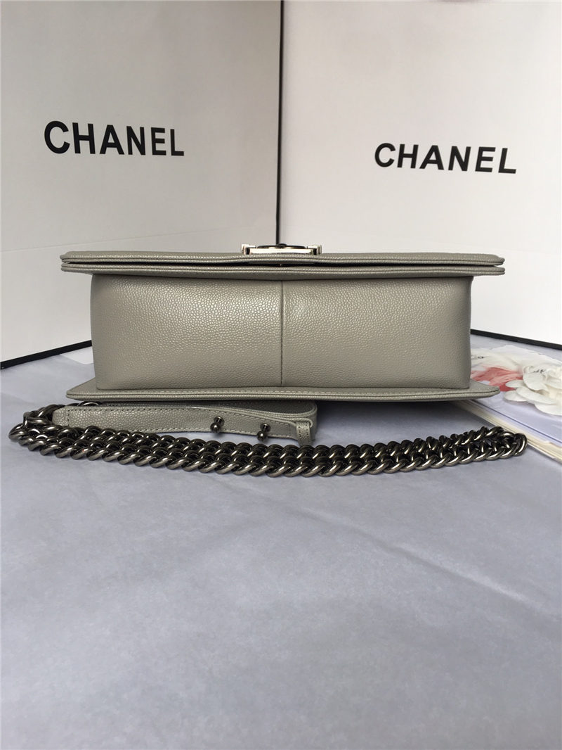 MAXI BOY Chanel HANDBAG Grained Calfskin Gray High