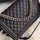 LARGE BOY Chanel HANDBAG Grained Calfskin Black High