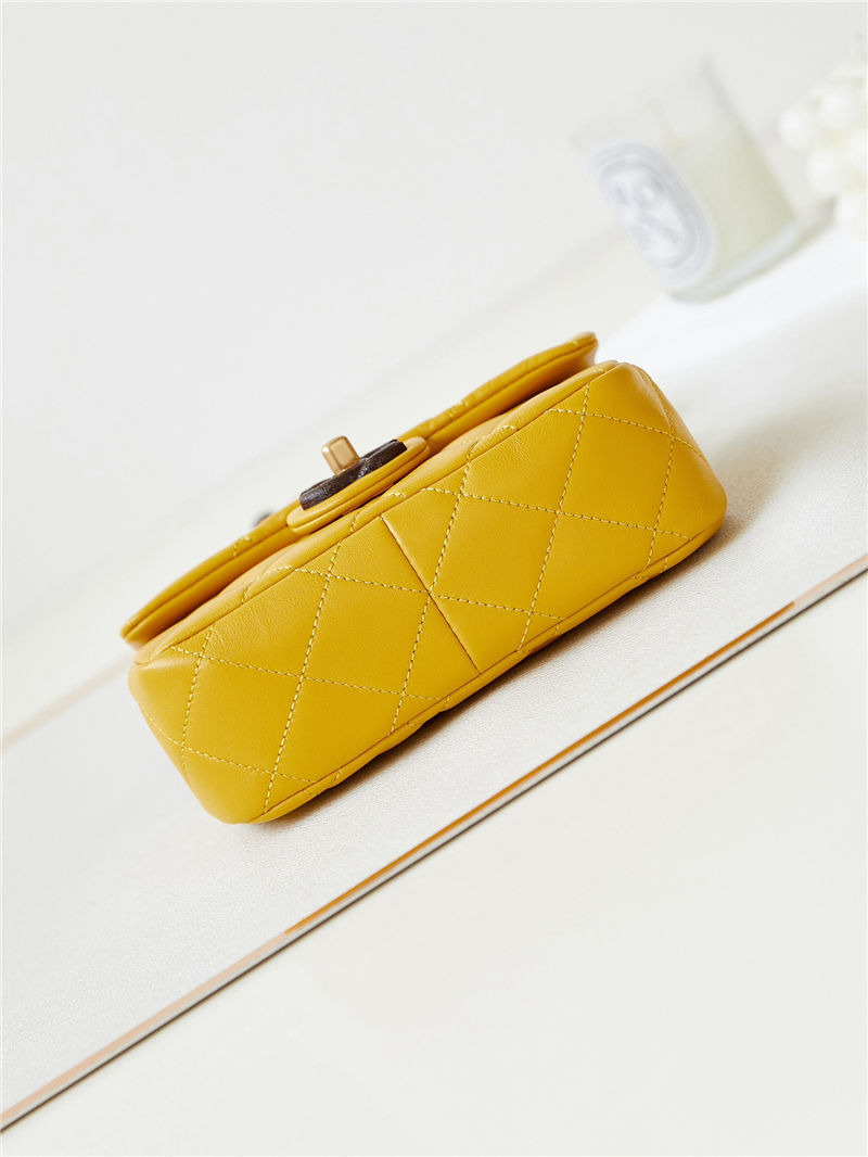 Chanel MINI FLAP BAG AS4165 Lambskin & Ash-Wood Yellow High