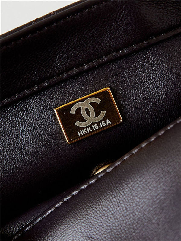 Chanel MINI FLAP BAG AS4165 Lambskin & Ash-Wood Brown High