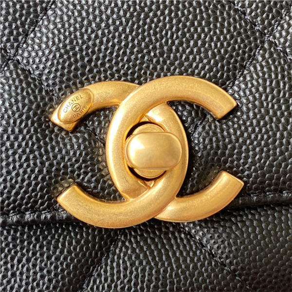 Chanel FLAP BAG Grained Calfskin & Gold-Tone Metal AS2764 Black A