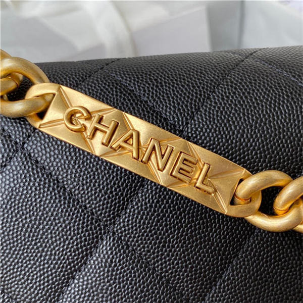 Chanel FLAP BAG Grained Calfskin & Gold-Tone Metal AS2764 Black A