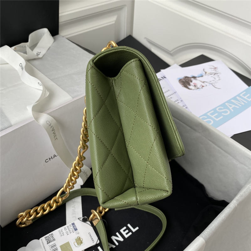 Chanel FLAP BAG Grained Calfskin & Gold-Tone Metal AS2764 Green A