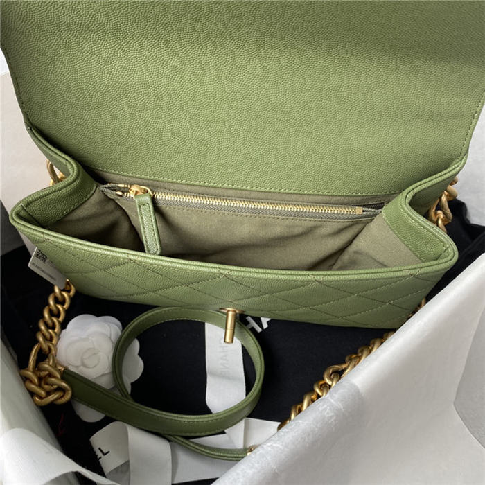 Chanel FLAP BAG Grained Calfskin & Gold-Tone Metal AS2764 Green A