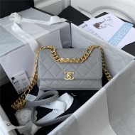 Chanel MINI FLAP BAG Grained Calfskin & Gold-Tone Metal AS2711 Grey A