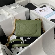 Chanel MINI FLAP BAG Grained Calfskin & Gold-Tone Metal AS2711 Green A