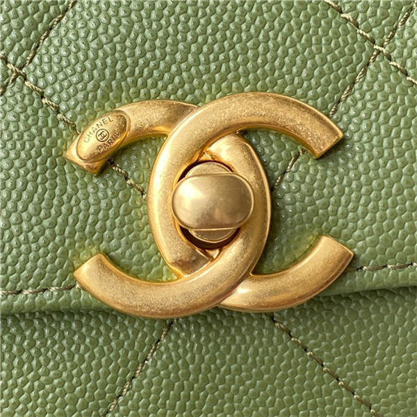 Chanel MINI FLAP BAG Grained Calfskin & Gold-Tone Metal AS2711 Green A