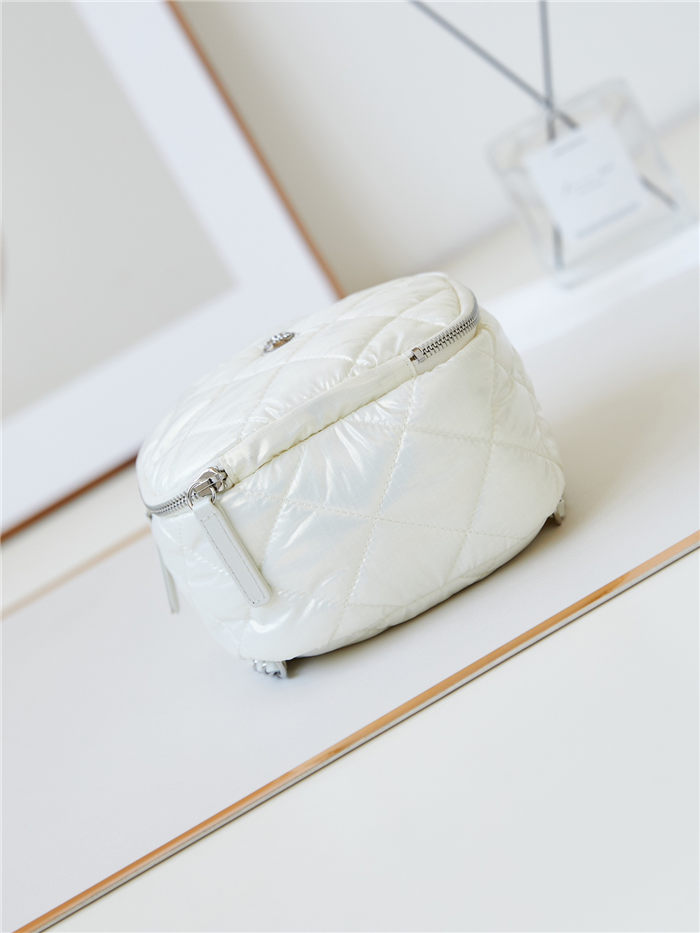 Chanel BACKPACK AS4366 Nylon & Silver-Tone Metal White A